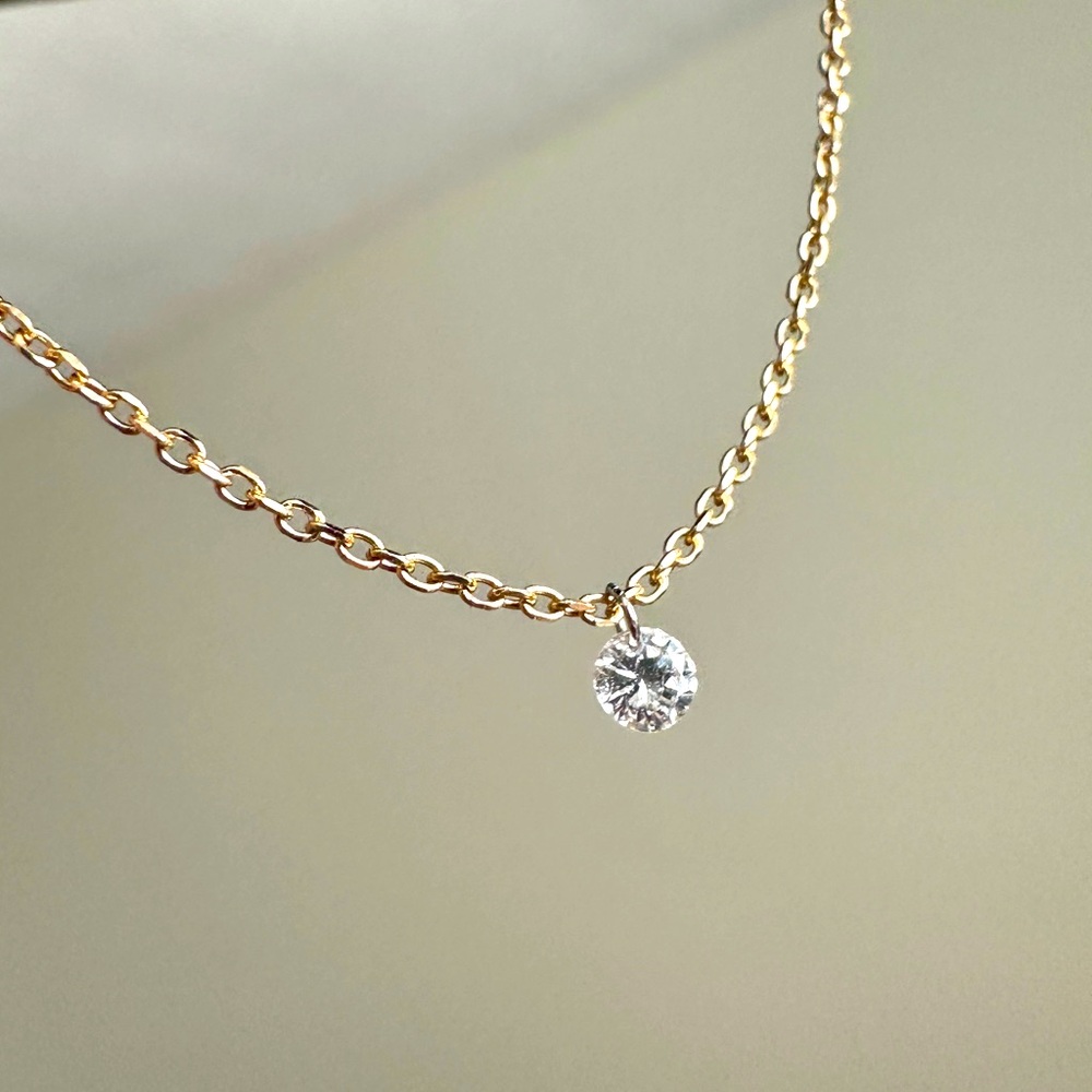 Floating Diamond Necklace 14k Gold